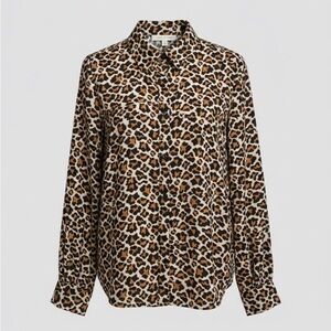 Diane Von Furstenberg Leopard Print Button Down Shirt